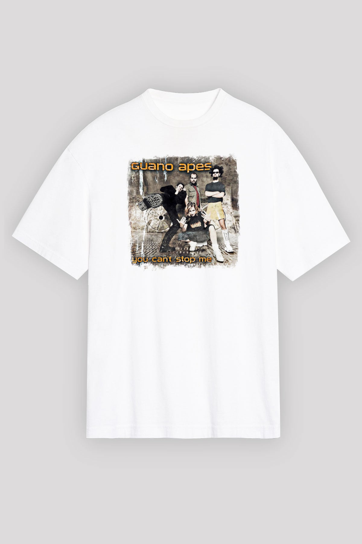 Guano Apes Baskılı Unisex Beyaz Oversize Tişört