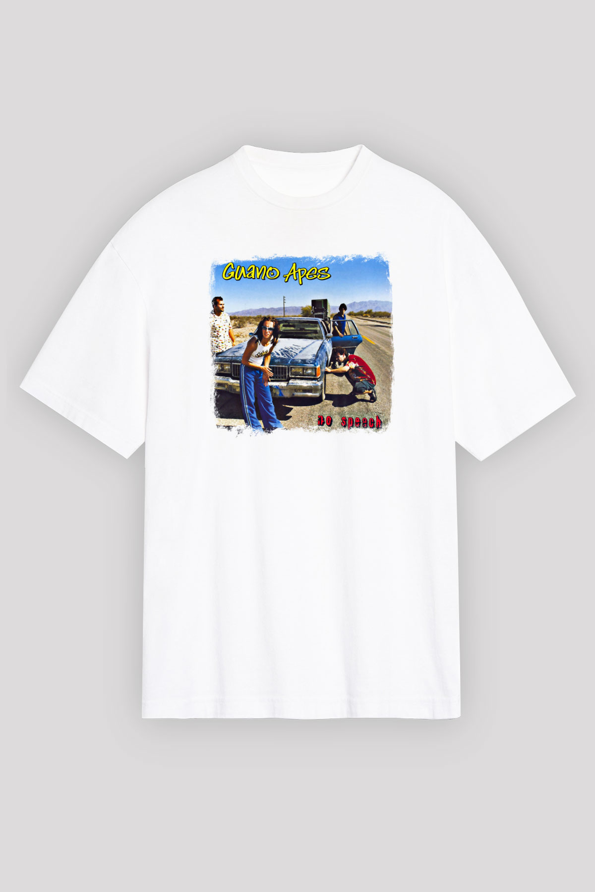Guano Apes Baskılı Unisex Beyaz Oversize Tişört