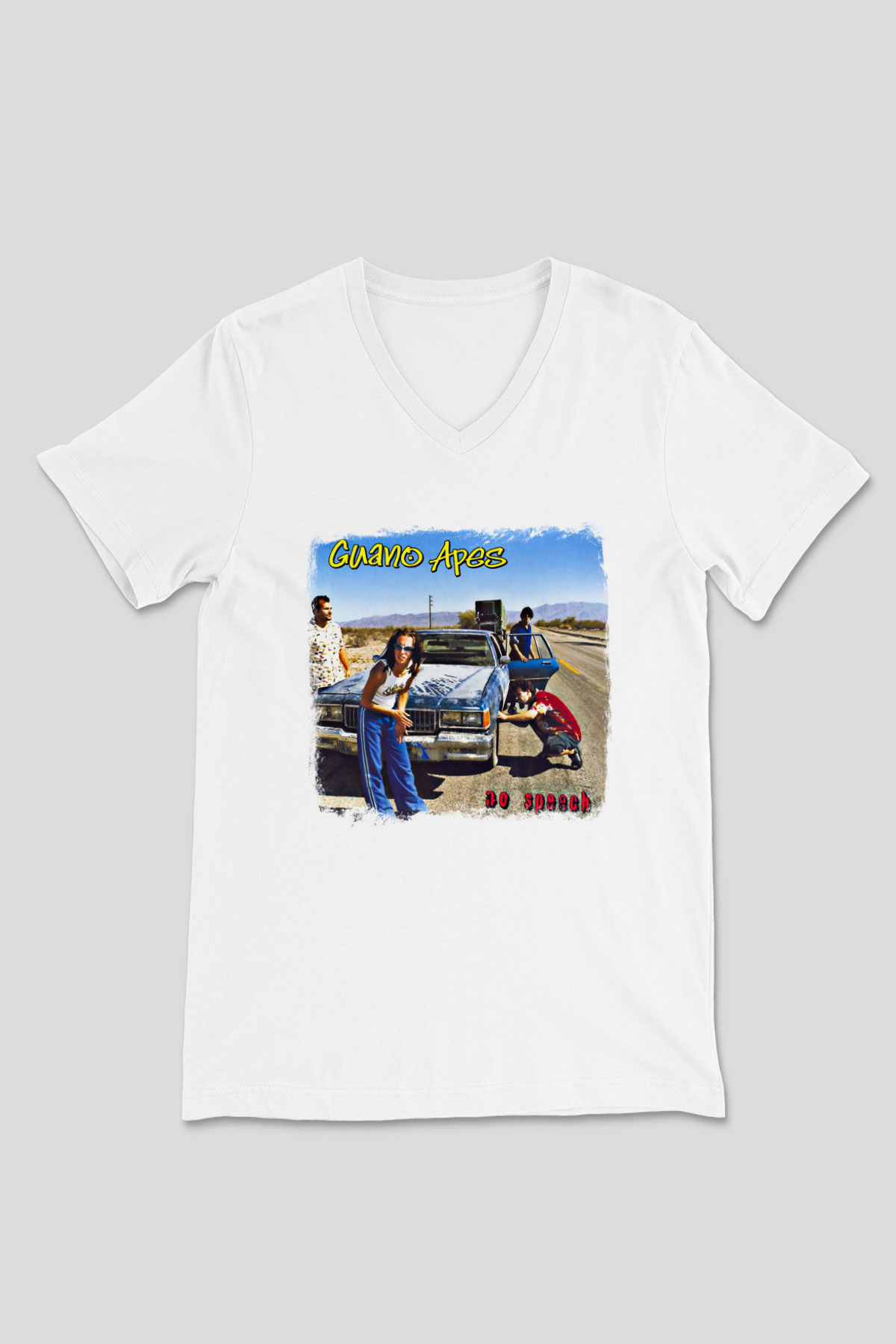Guano Apes Baskılı Unisex Beyaz V Yaka Tişört