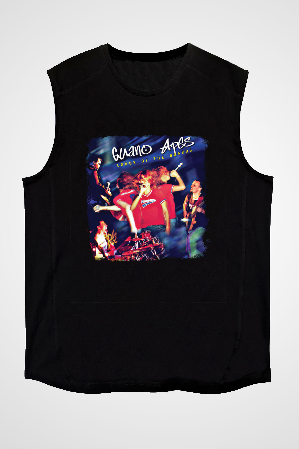 Guano Apes Baskılı Unisex Siyah Kolsuz Tişört