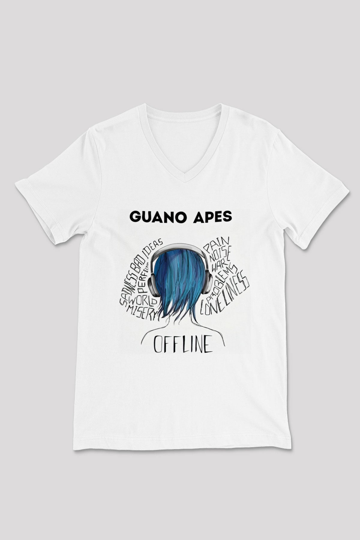 Guano Apes Beyaz Unisex V Yaka Tişört