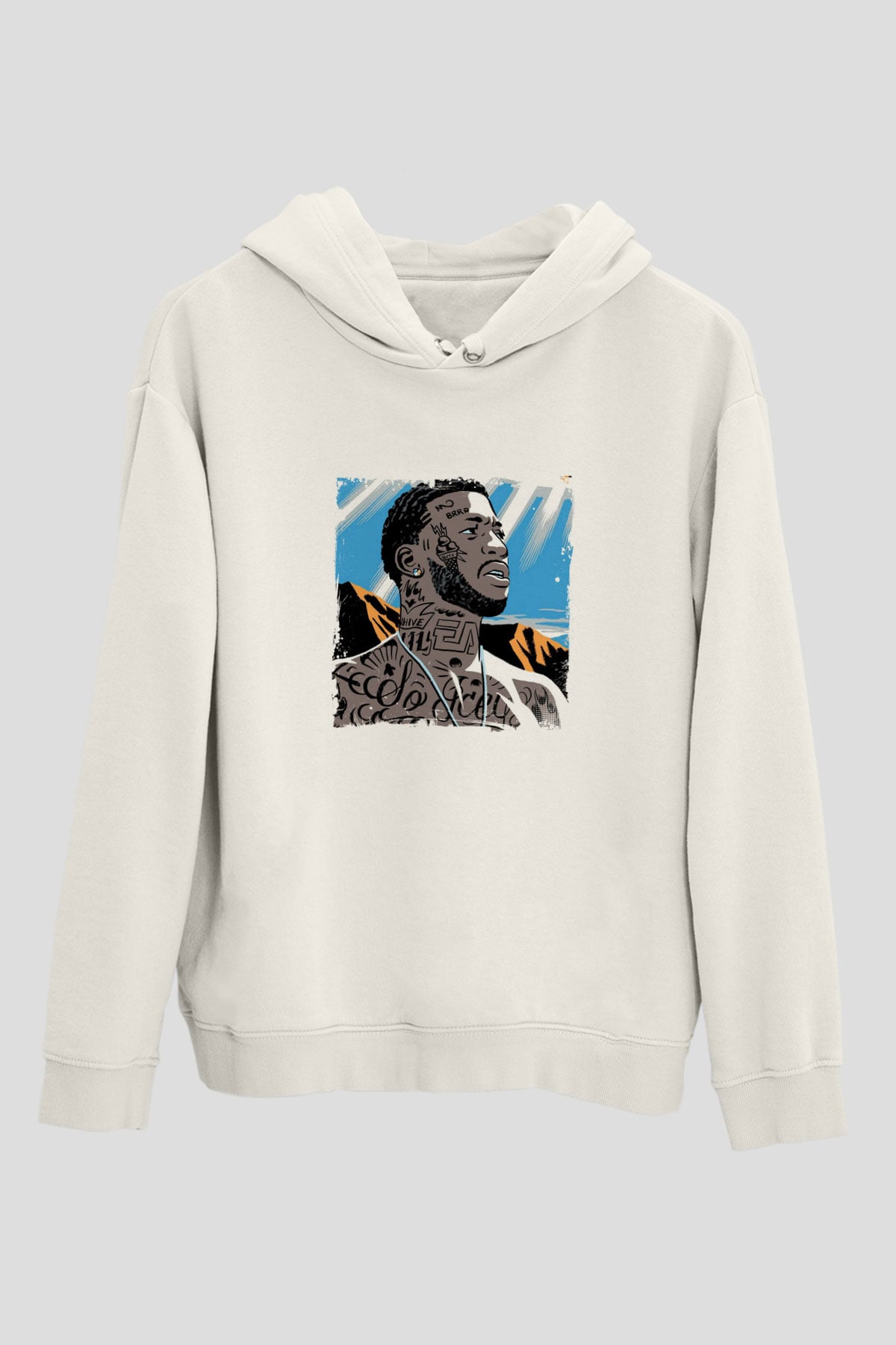 Gucci Mane Baskılı Unisex Beyaz Kapüşonlu Sweatshirt