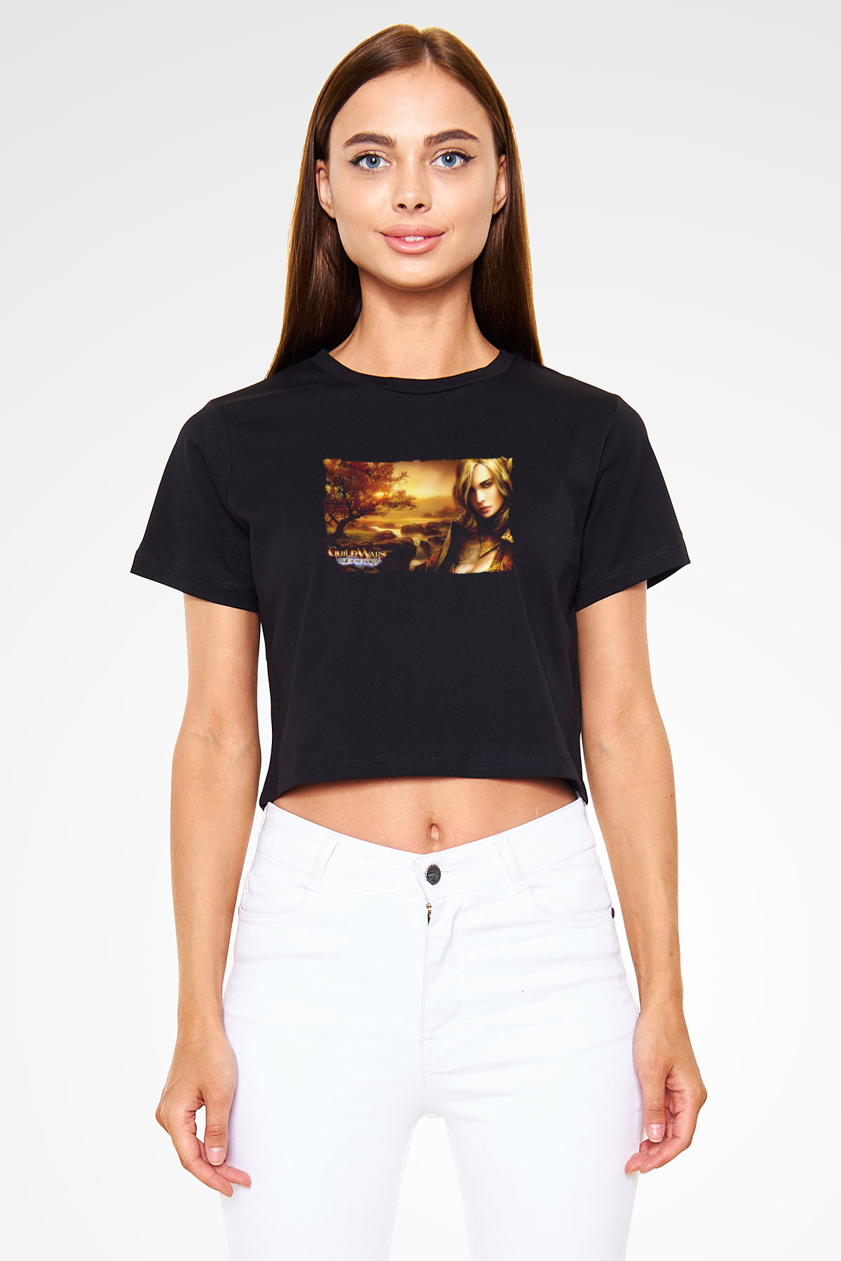 Guild Wars Siyah  Crop Top Tişört