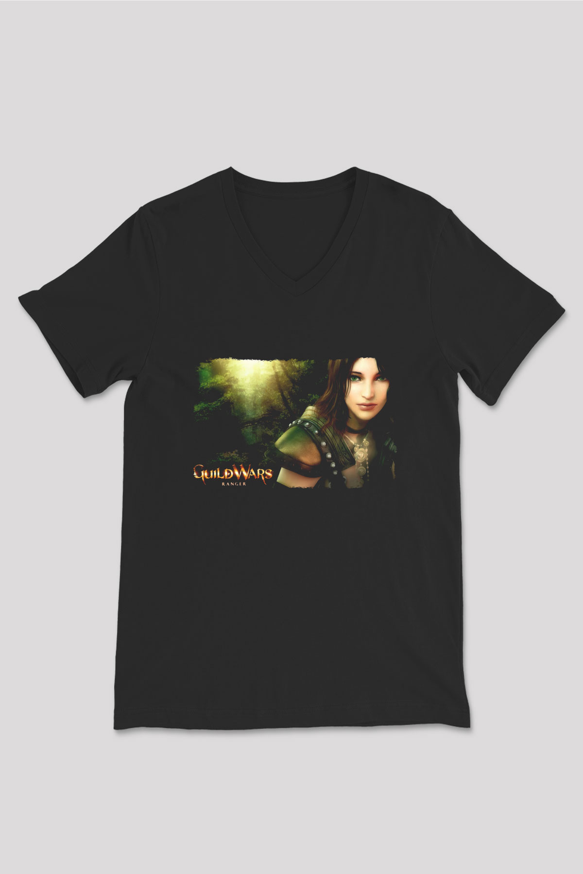Guild Wars Siyah Unisex V Yaka Tişört