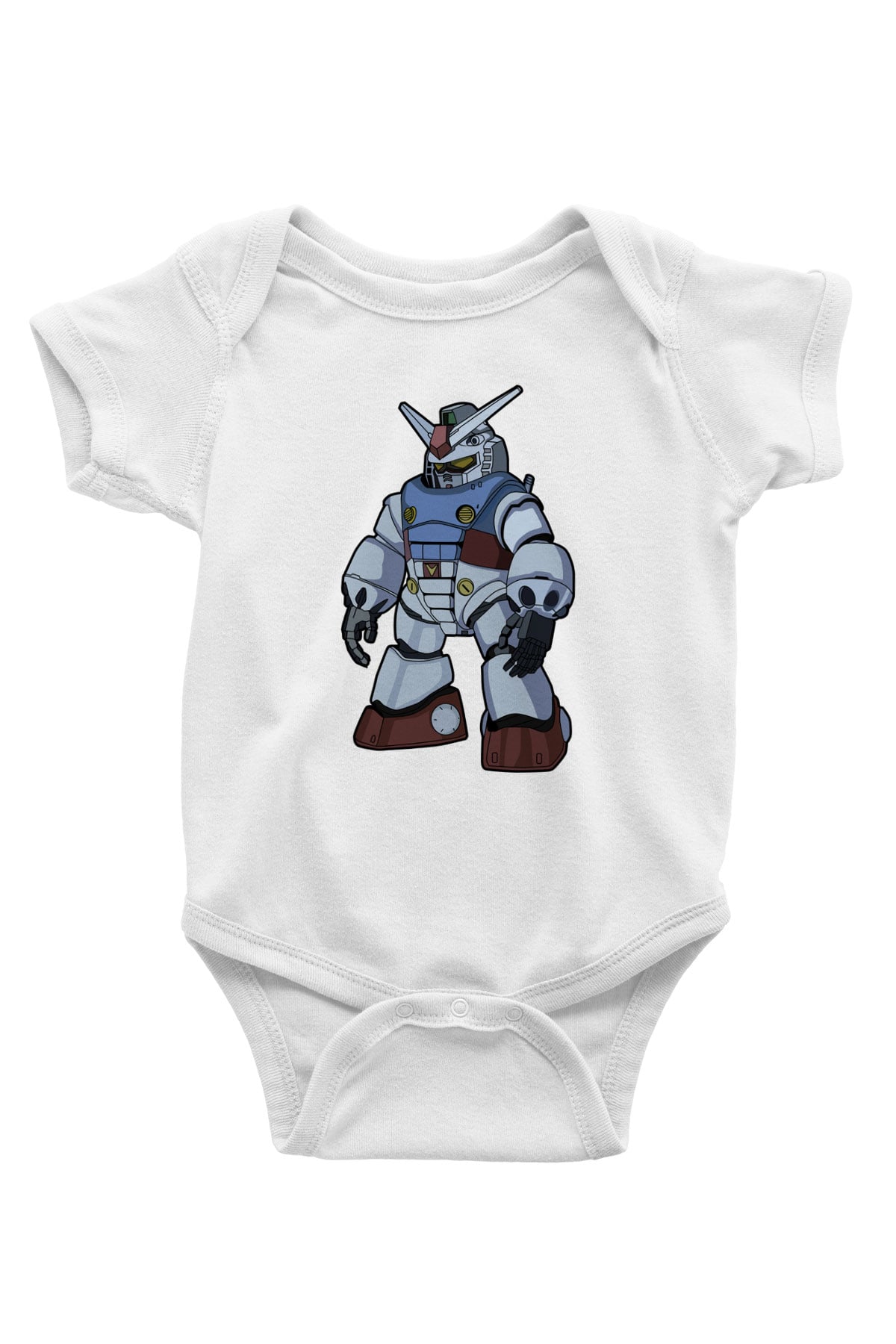 Gundam Robot Baskılı Unisex Beyaz Bebek Body - Zıbın