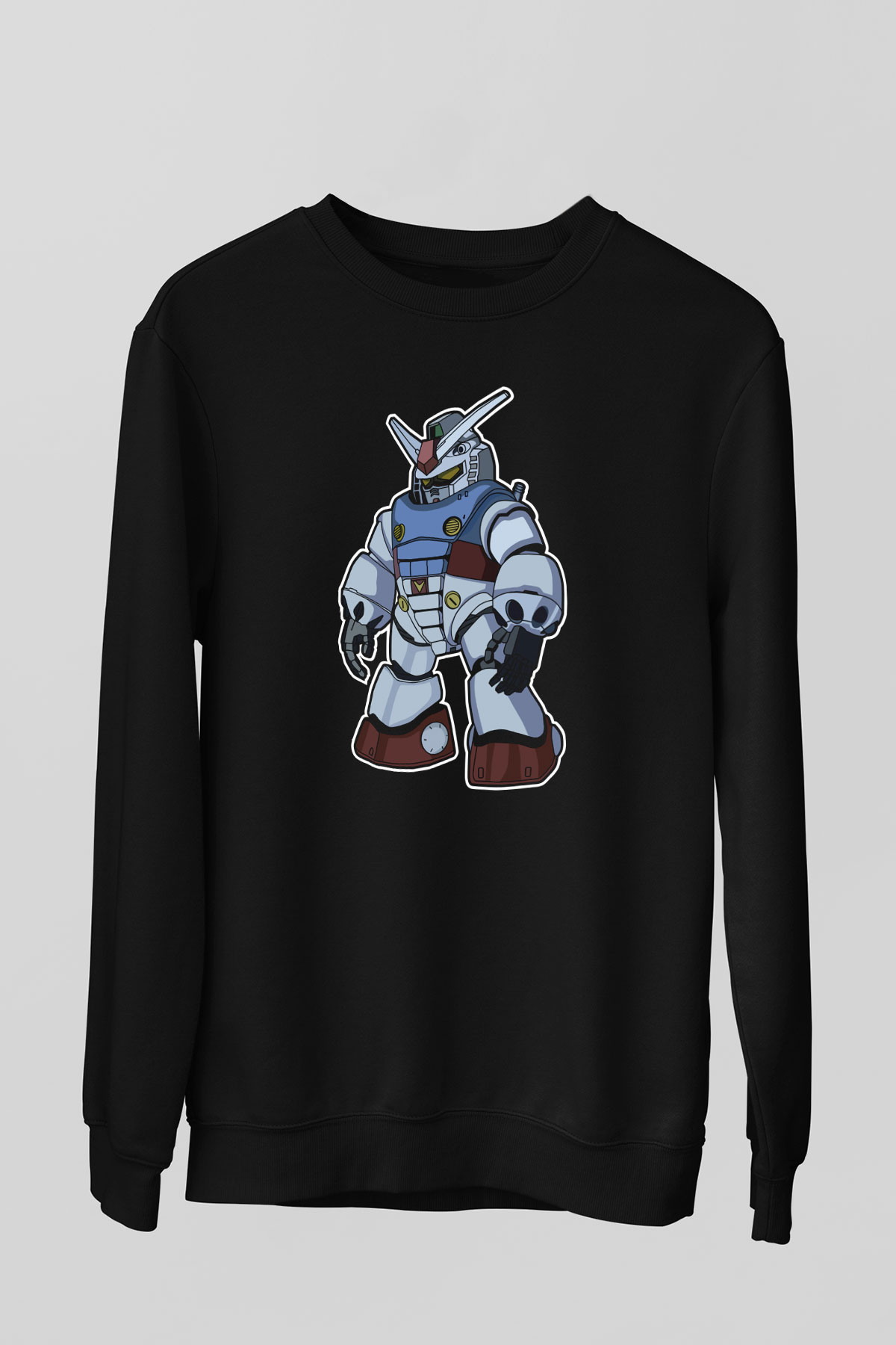 Gundam Robot Baskılı Unisex Siyah Sweatshirt