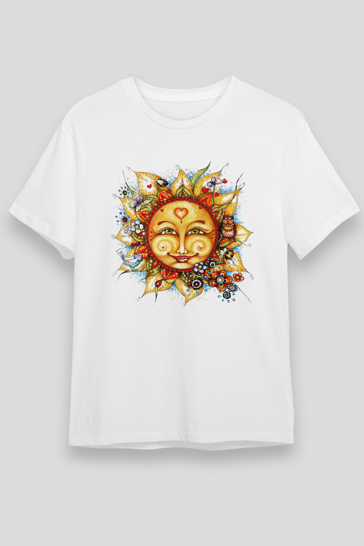 Güneş Beyaz Unisex Tişört T-Shirt - TişörtFabrikası