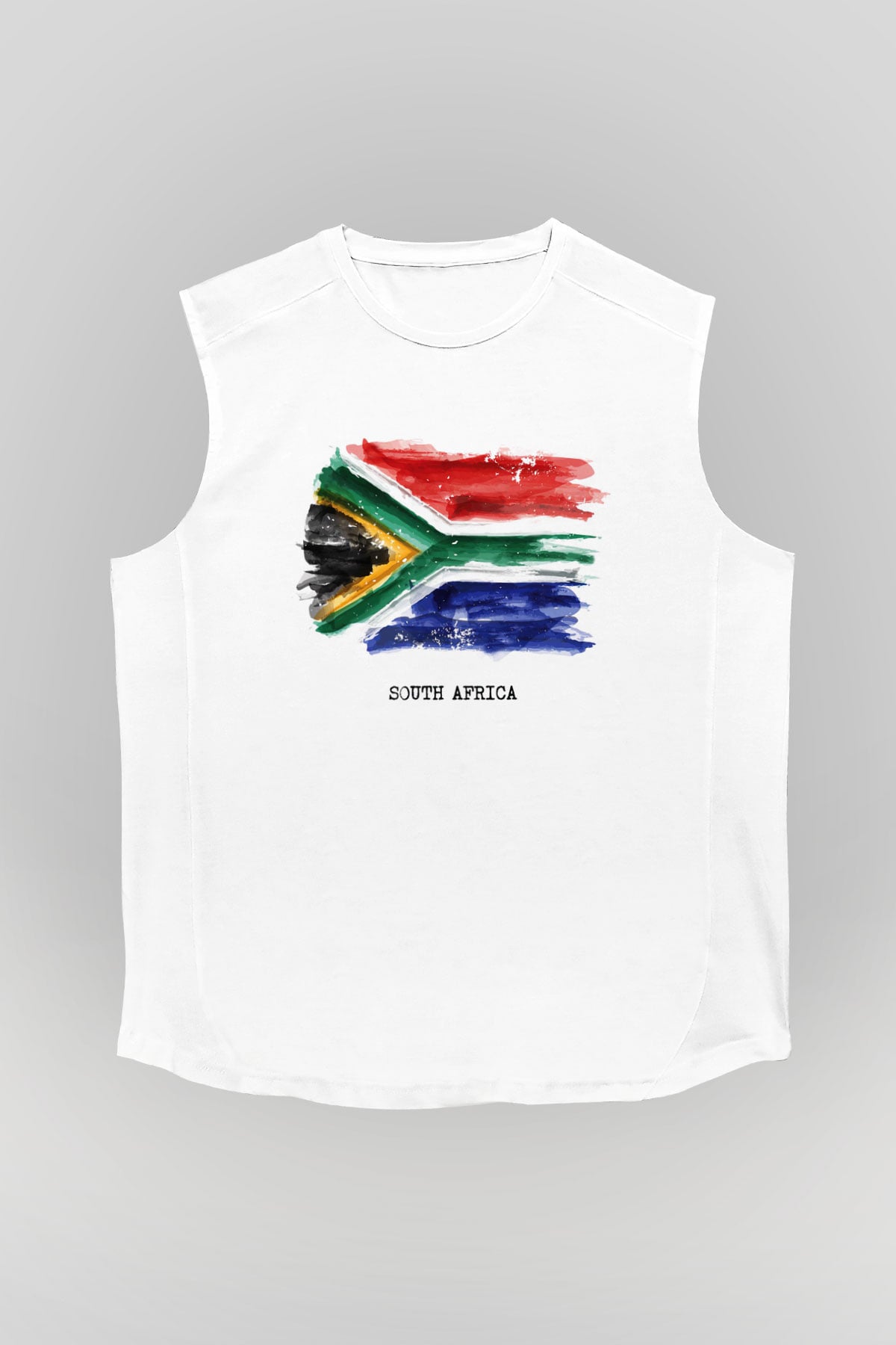 Güney Afrika Cumhuriyeti Beyaz Unisex Kolsuz Tişört