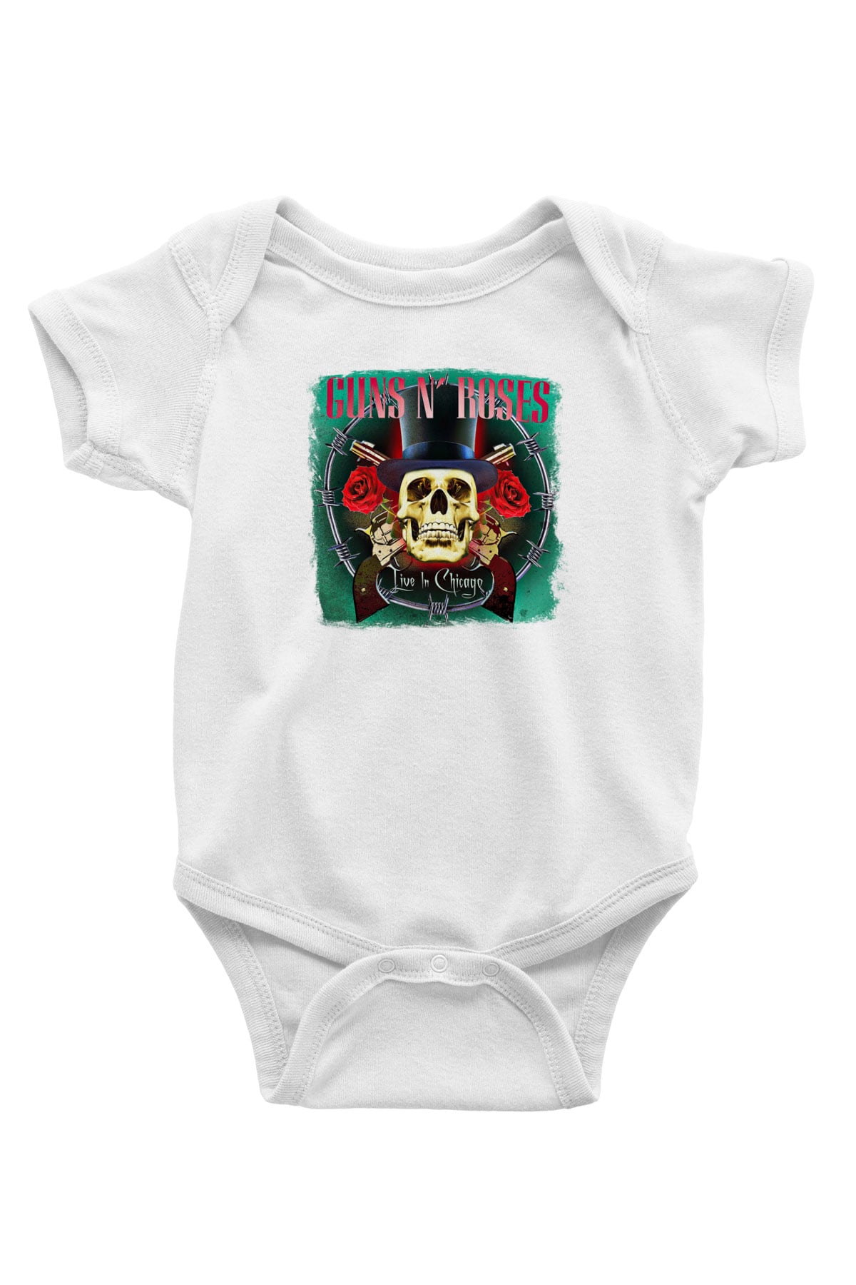 Guns N' Roses Baskılı Unisex Beyaz Bebek Body - Zıbın