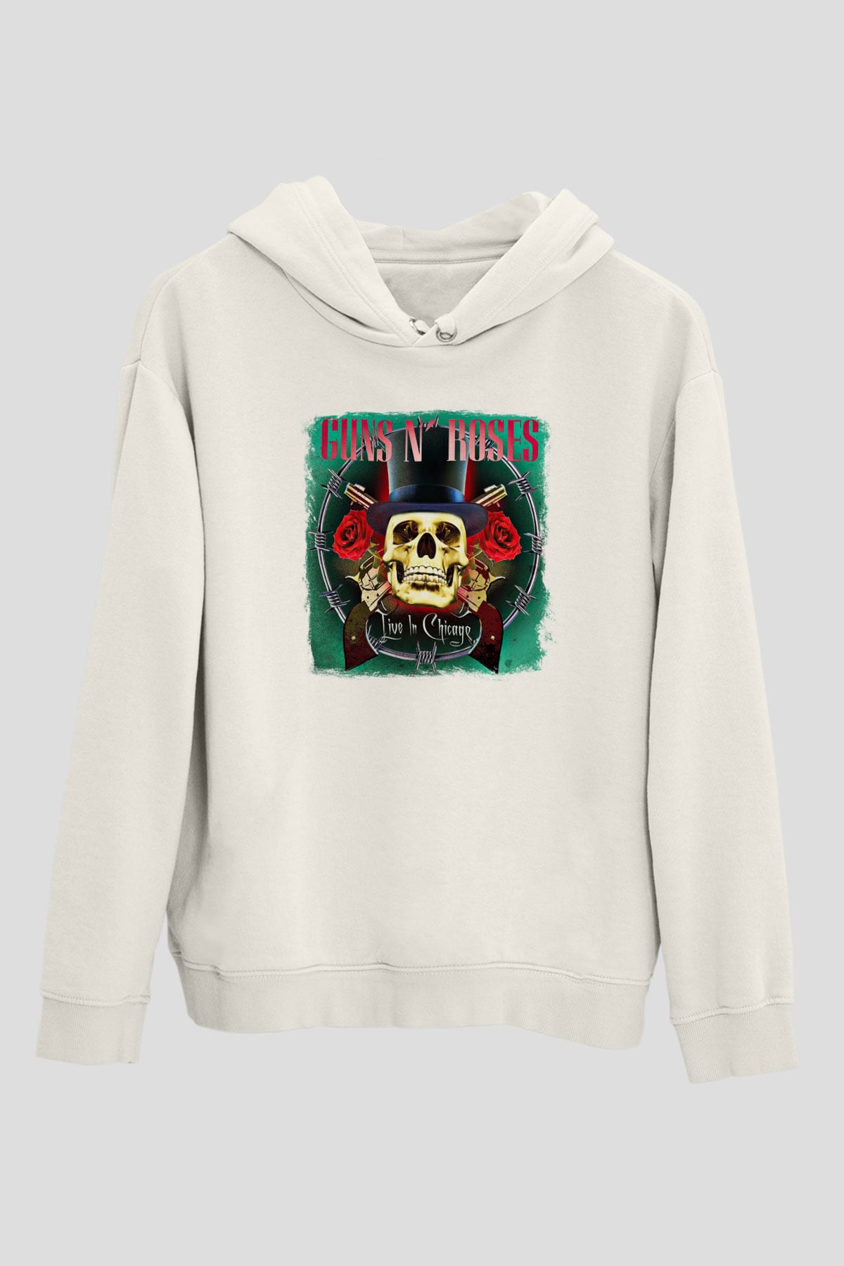 Guns N' Roses Baskılı Unisex Beyaz Hoodie