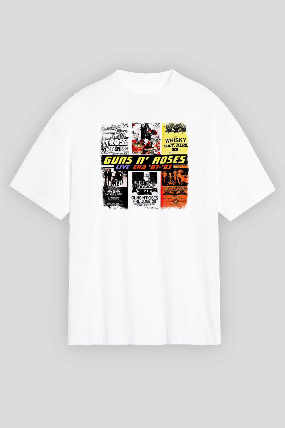 Guns N' Roses Baskılı Unisex Beyaz Oversize Tişört