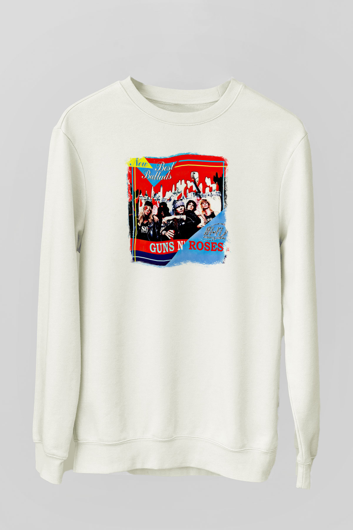 Guns N' Roses Baskılı Unisex Beyaz Sweatshirt