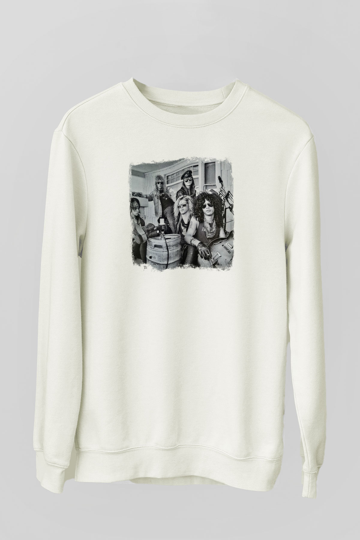 Guns N' Roses Baskılı Unisex Beyaz Sweatshirt