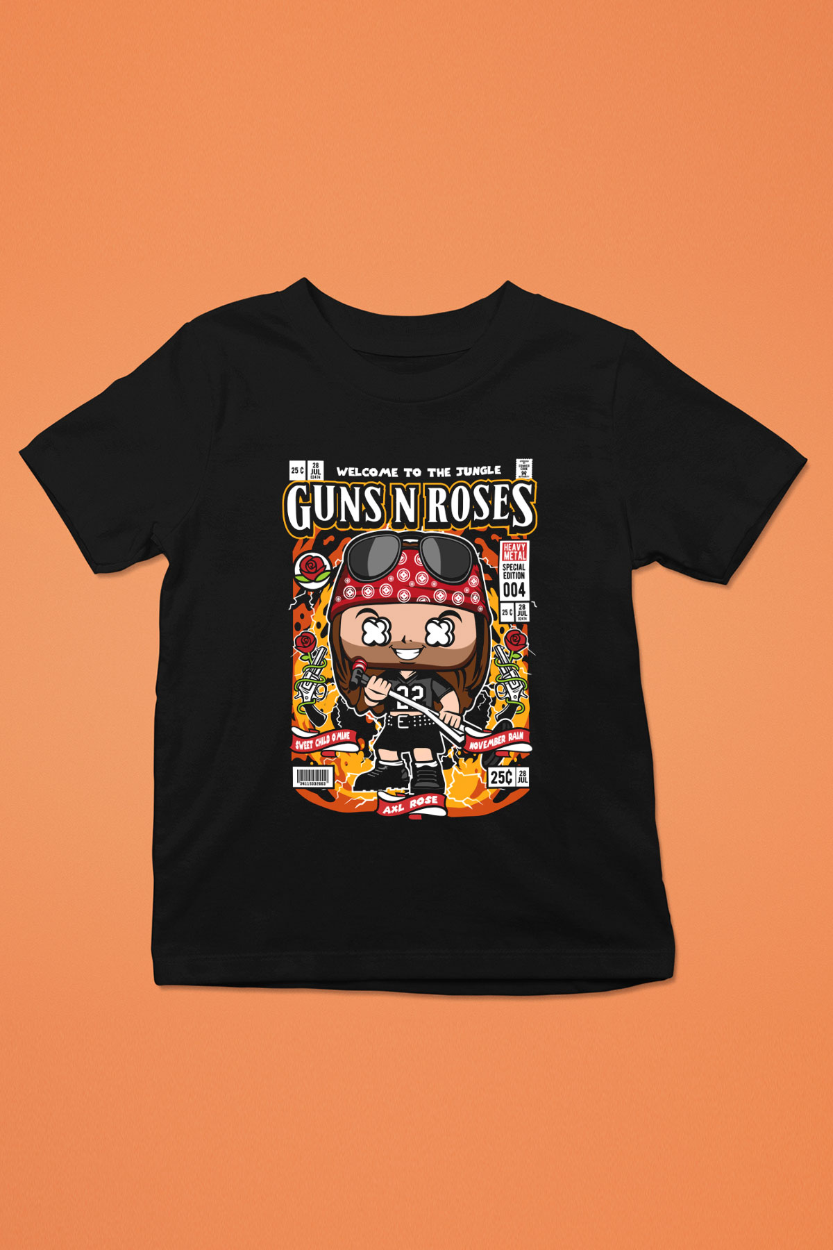 Guns N Roses Baskılı Unisex Siyah Çocuk Tişört