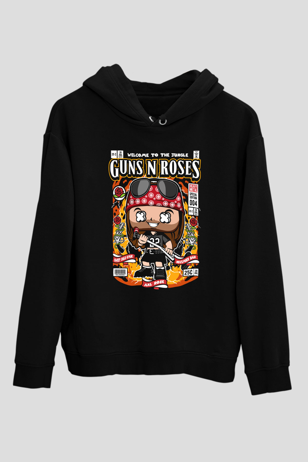 Guns N Roses Baskılı Unisex Siyah Hoodie