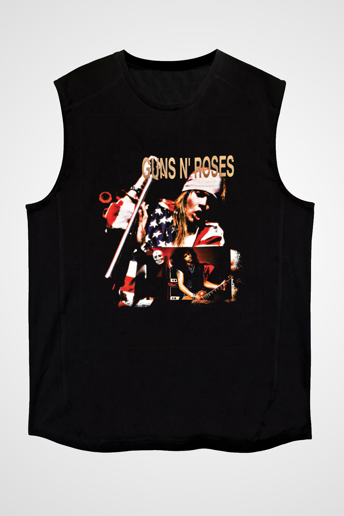 Guns N' Roses Baskılı Unisex Siyah Kolsuz Tişört