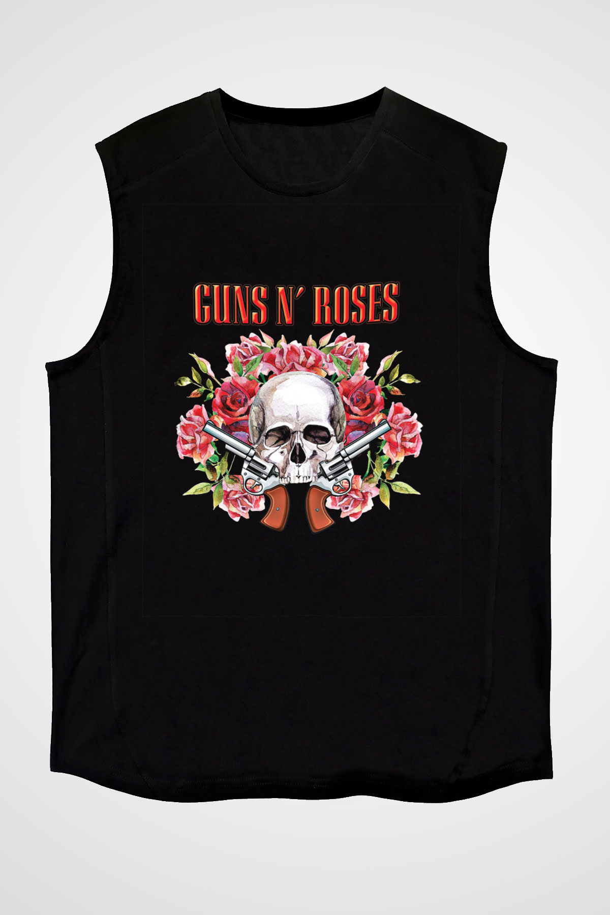 Guns N' Roses Baskılı Unisex Siyah Kolsuz Tişört