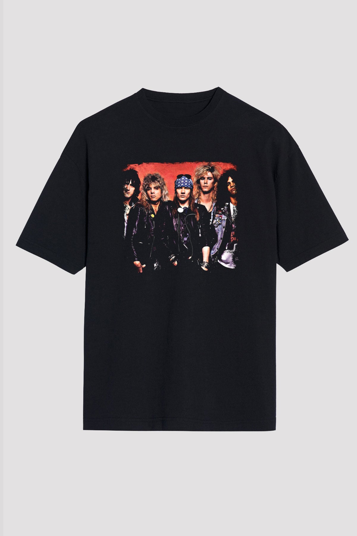 Guns N' Roses Baskılı Unisex Siyah Oversize Tişört