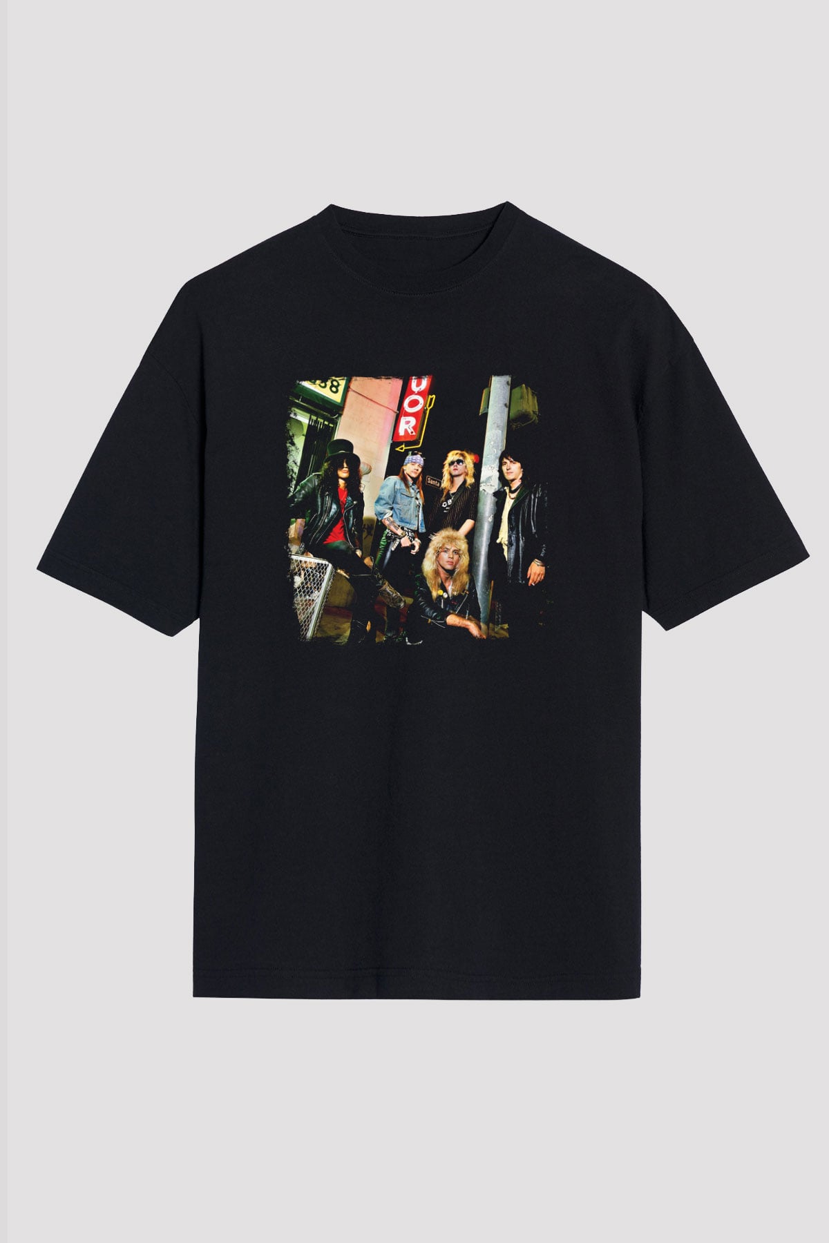 Guns N' Roses Baskılı Unisex Siyah Oversize Tişört