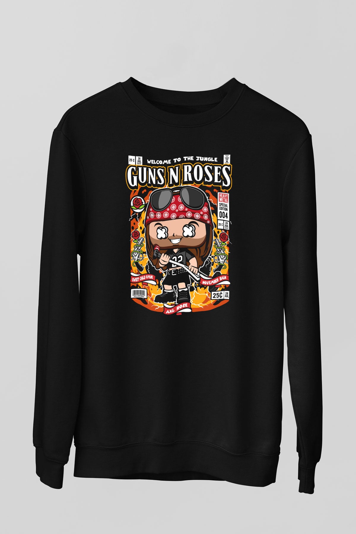 Guns N Roses Baskılı Unisex Siyah Sweatshirt