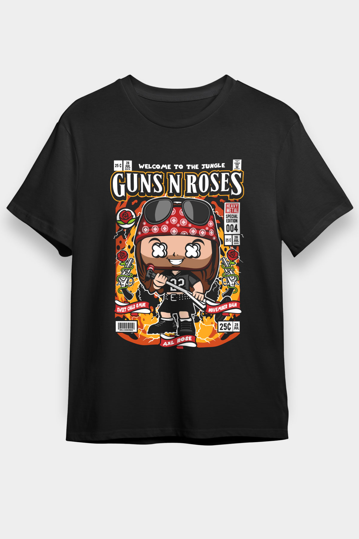 Guns N Roses Baskılı Unisex Siyah Tişört