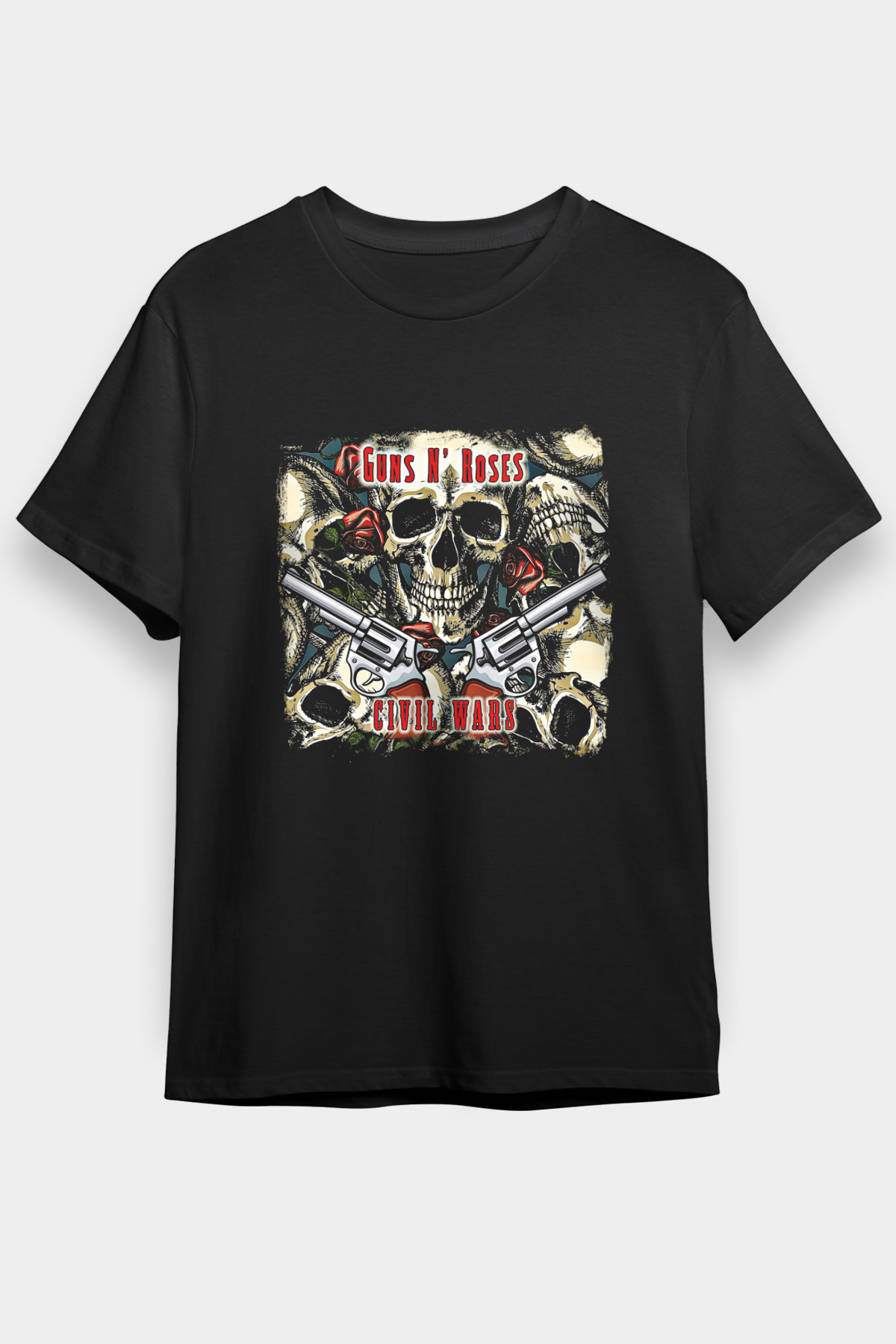 Guns N' Roses Baskılı Unisex Siyah Tişört