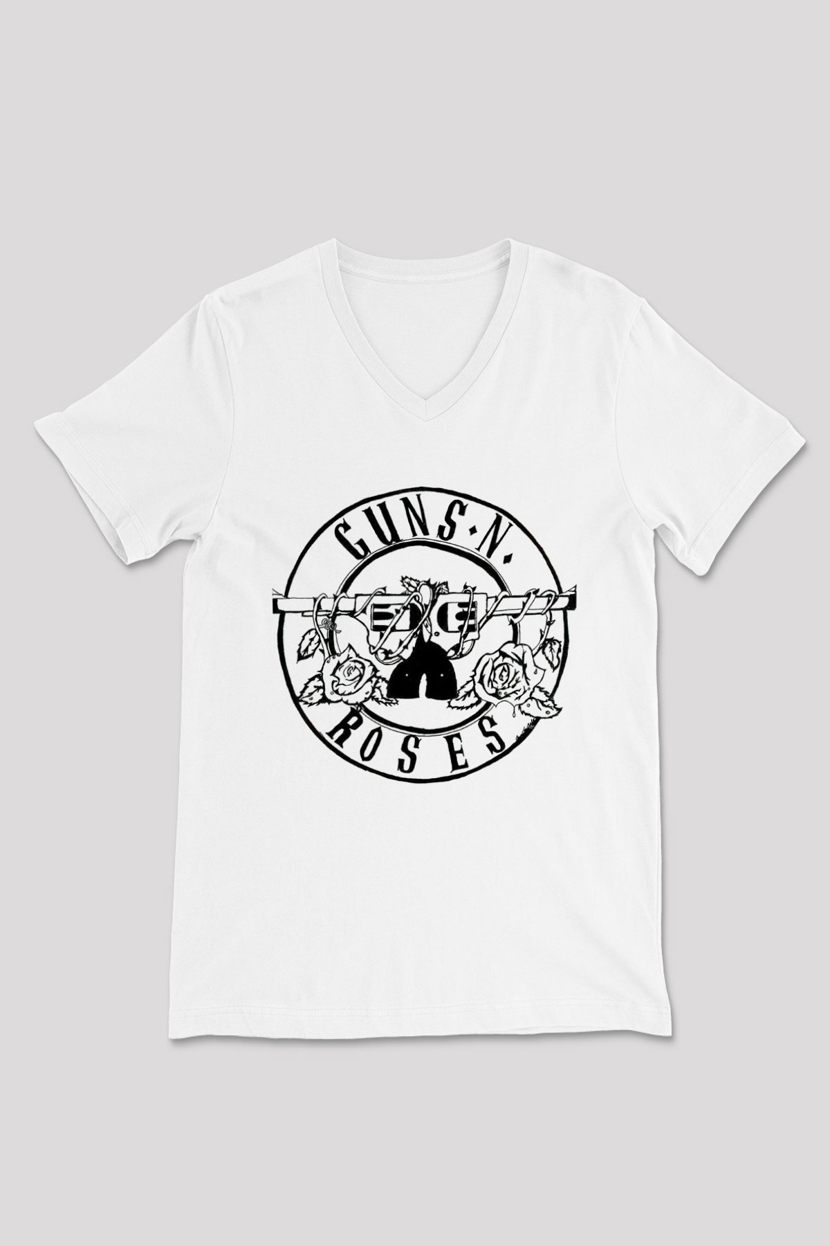 Guns N’ Roses Beyaz Unisex V Yaka Tişört T-Shirt