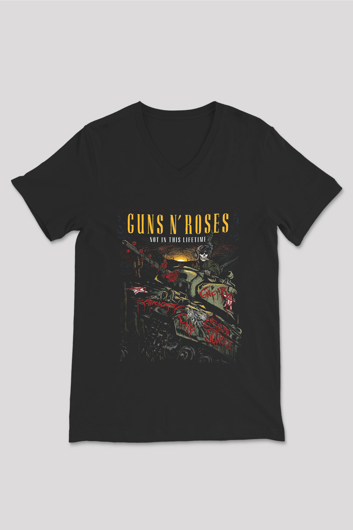 Guns N’ Roses Siyah Unisex V Yaka Tişört T-Shirt
