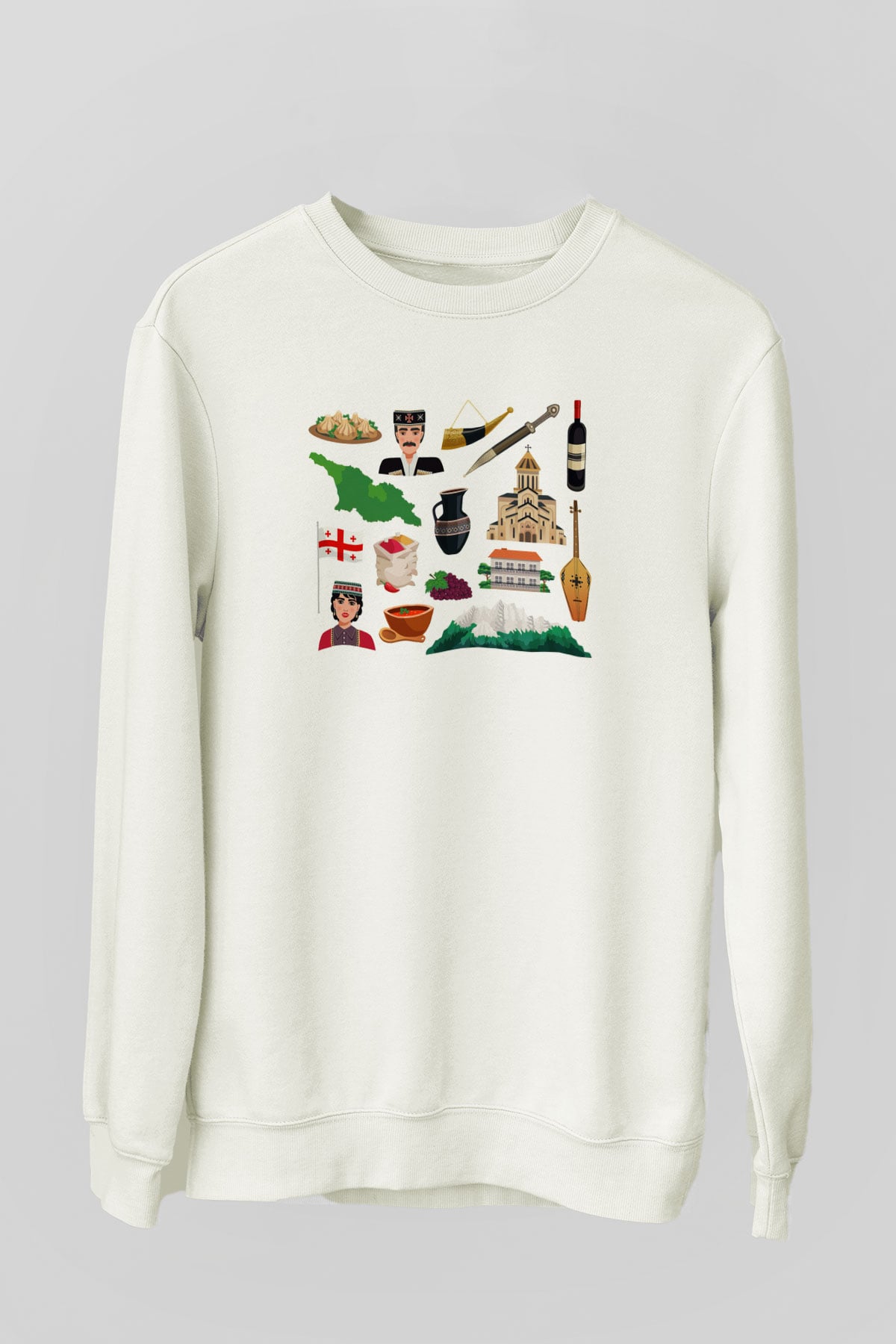 Gürcistan Beyaz Unisex Sweatshirt