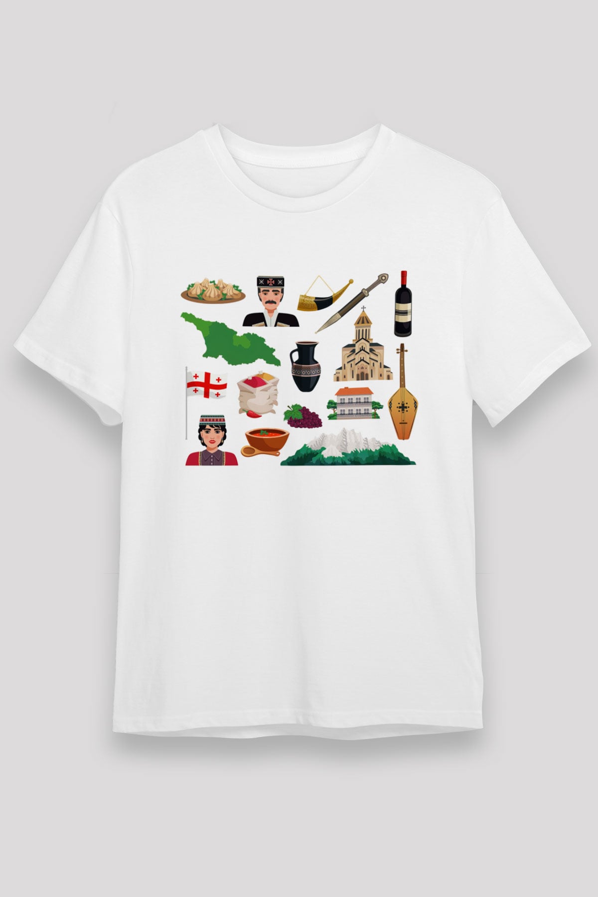 Gürcistan Beyaz Unisex Tişört T-Shirt - TişörtFabrikası
