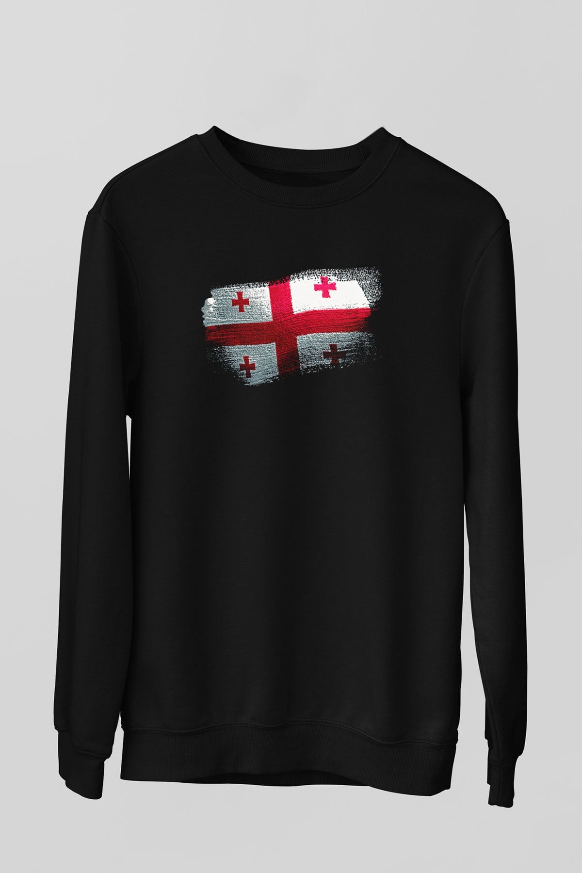 Gürcistan - Georgia Bayrağı Baskılı Unisex Siyah Sweatshirt
