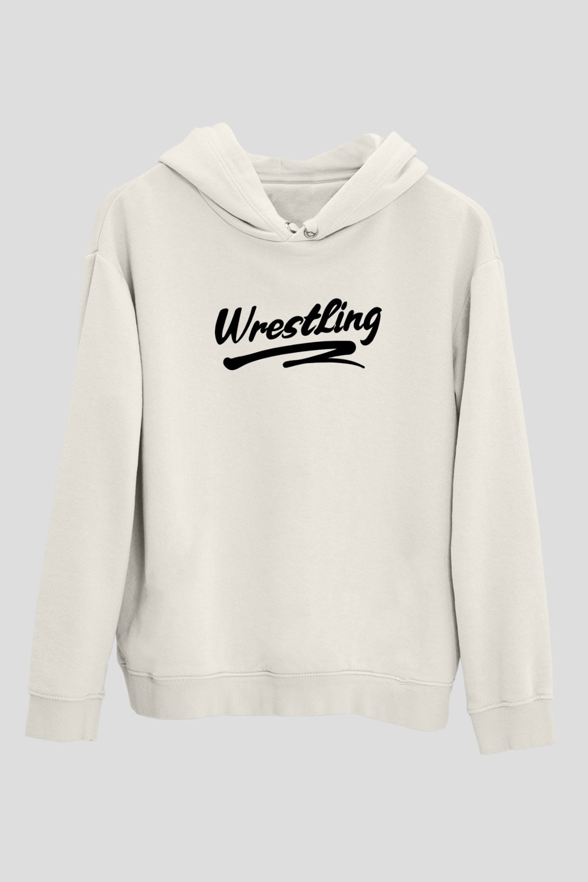 Güreş Baskılı Unisex Ekru Hoodie