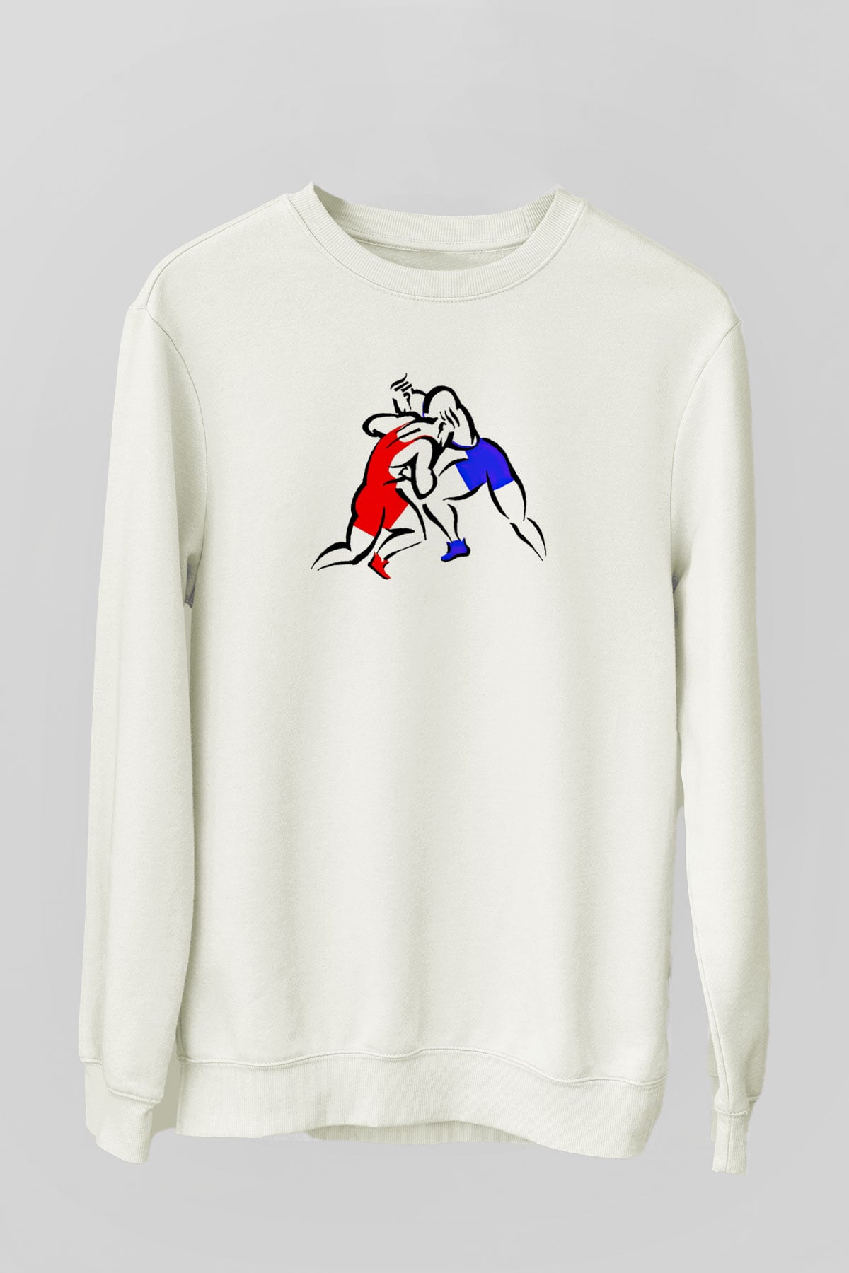 Güreş Baskılı Unisex Ekru Sweatshirt