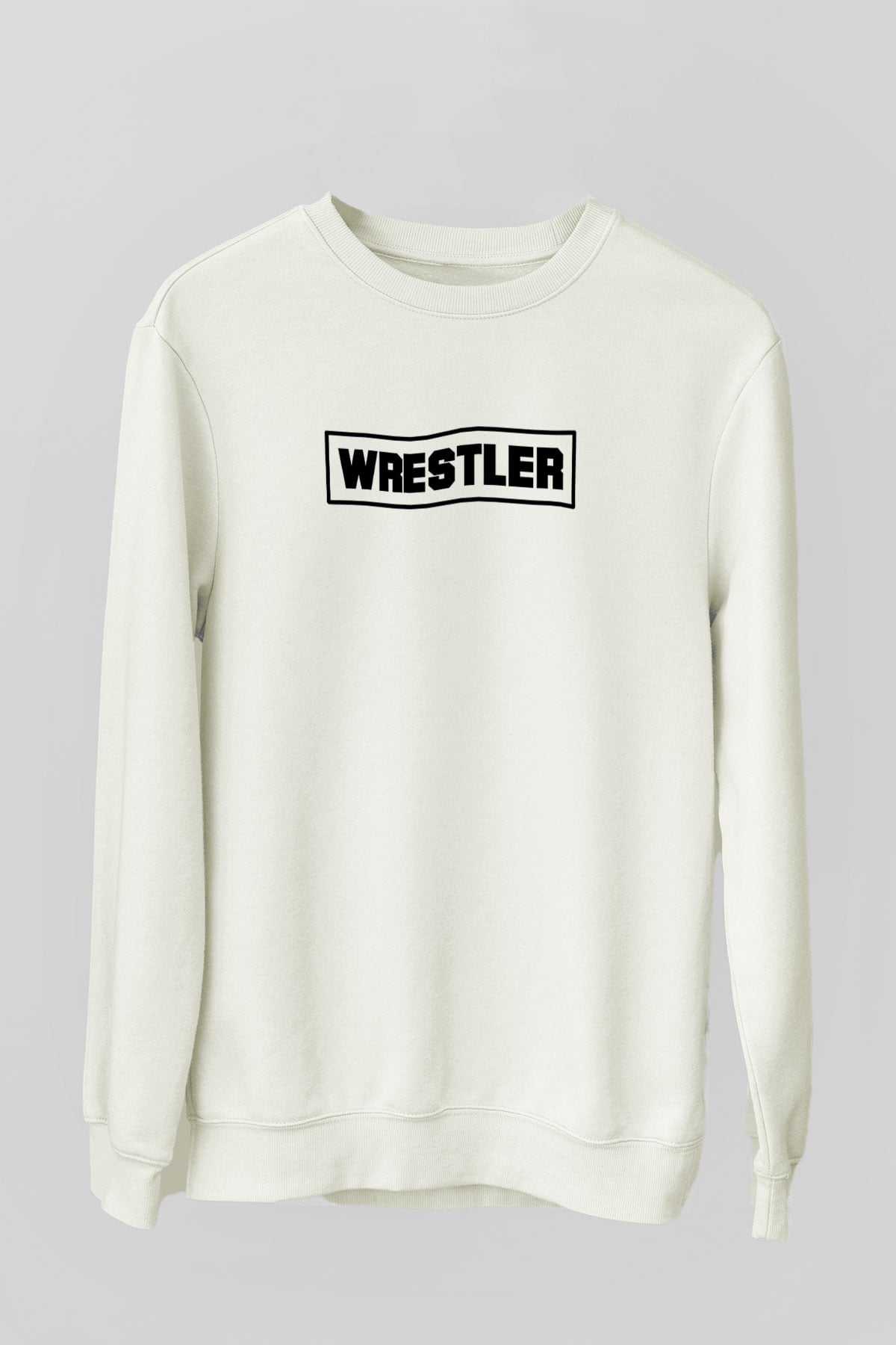 Güreş Baskılı Unisex Ekru Sweatshirt