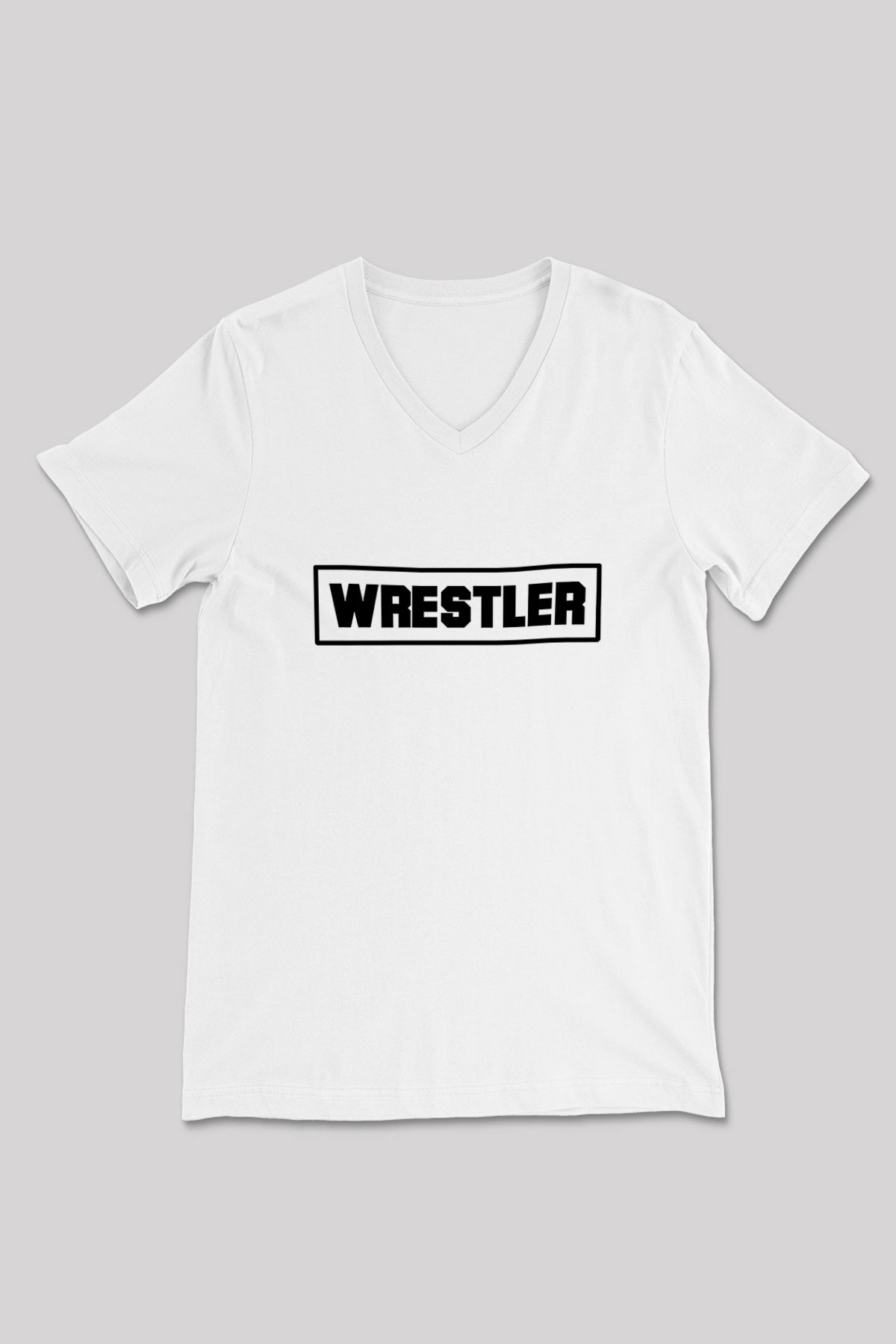Güreş Baskılı Unisex V Yaka Tişört - Tshirt