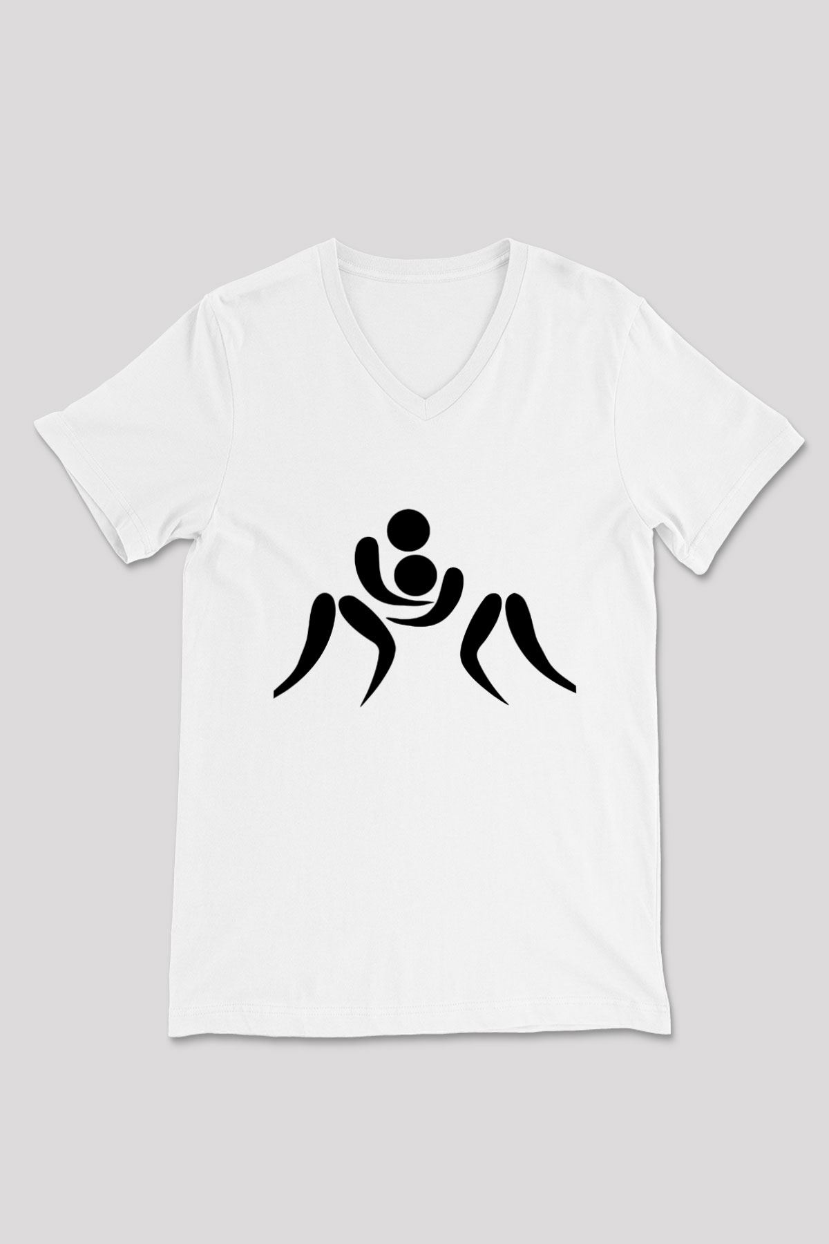 Güreş Beyaz Unisex V Yaka Tişört T-Shirt