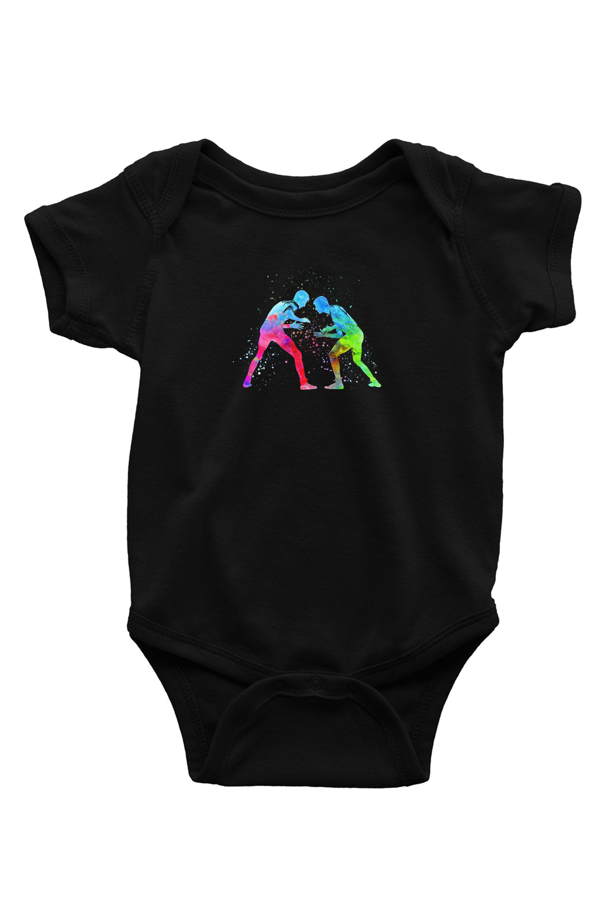 Güreş - Wrestle Baskılı Unisex Siyah Bebek Body - Zıbın