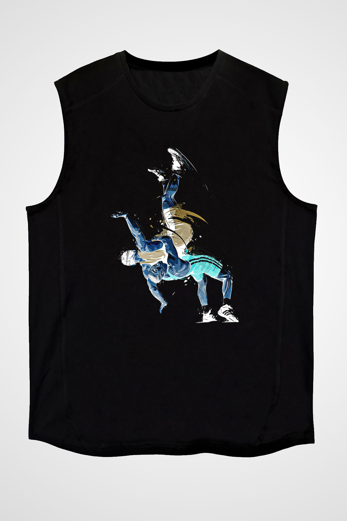 Güreş - Wrestle Baskılı Unisex Siyah Kolsuz Tişört