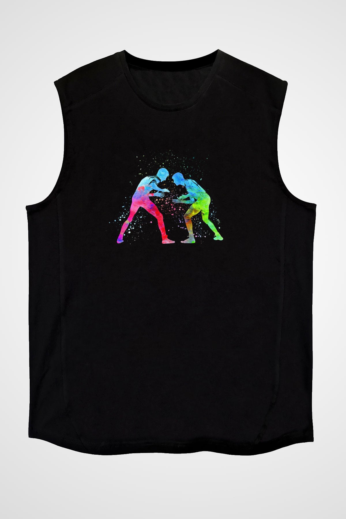 Güreş - Wrestle Baskılı Unisex Siyah Kolsuz Tişört