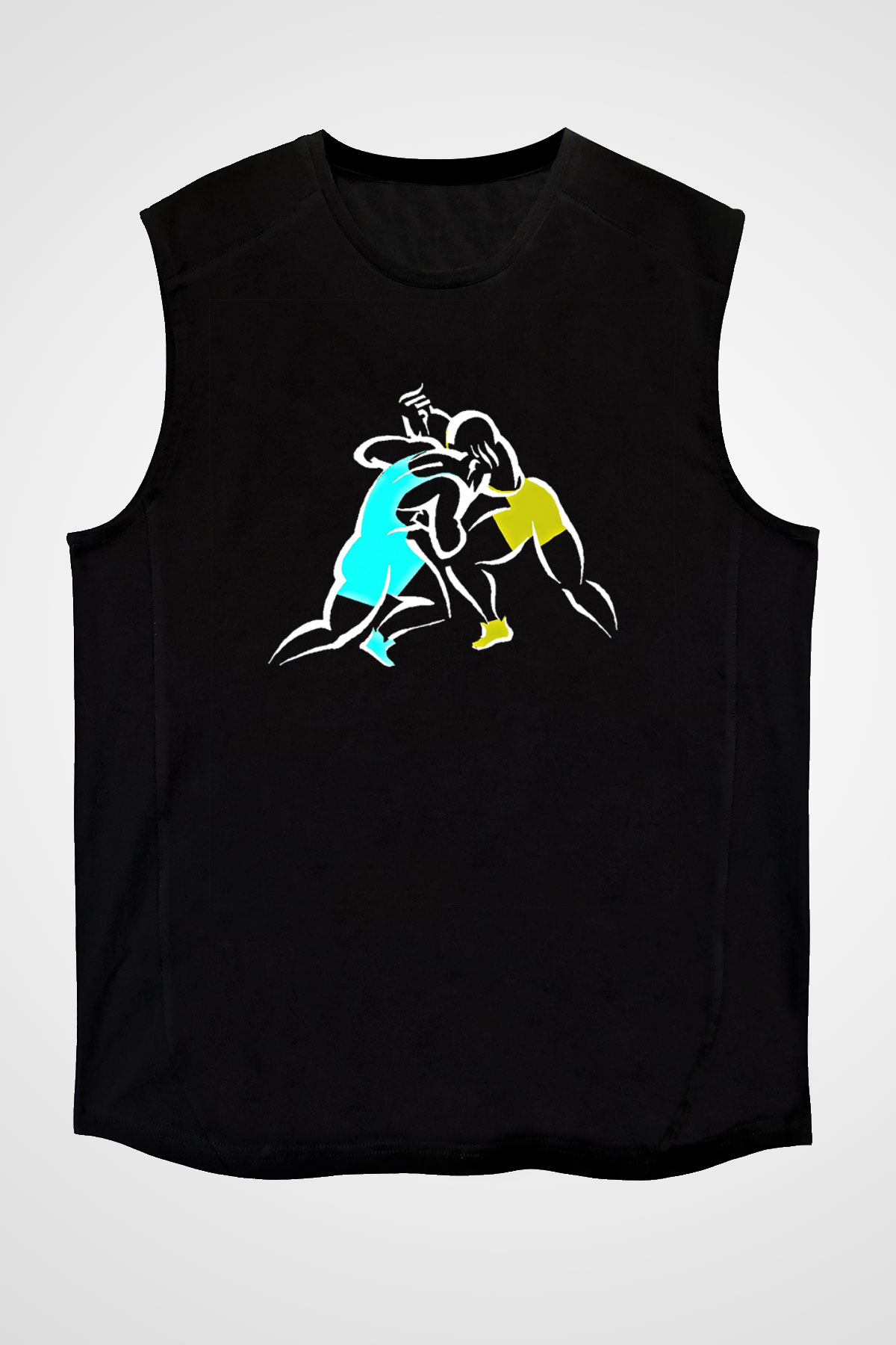 Güreş - Wrestle Baskılı Unisex Siyah Kolsuz Tişört
