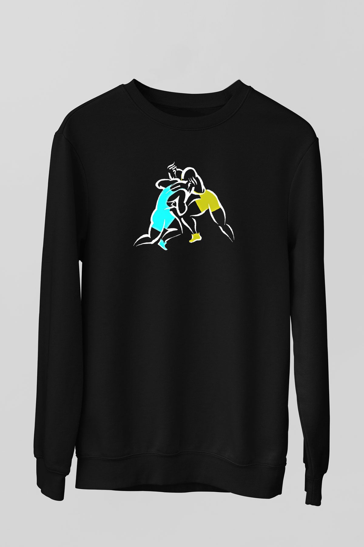 Güreş - Wrestle Baskılı Unisex Siyah Sweatshirt