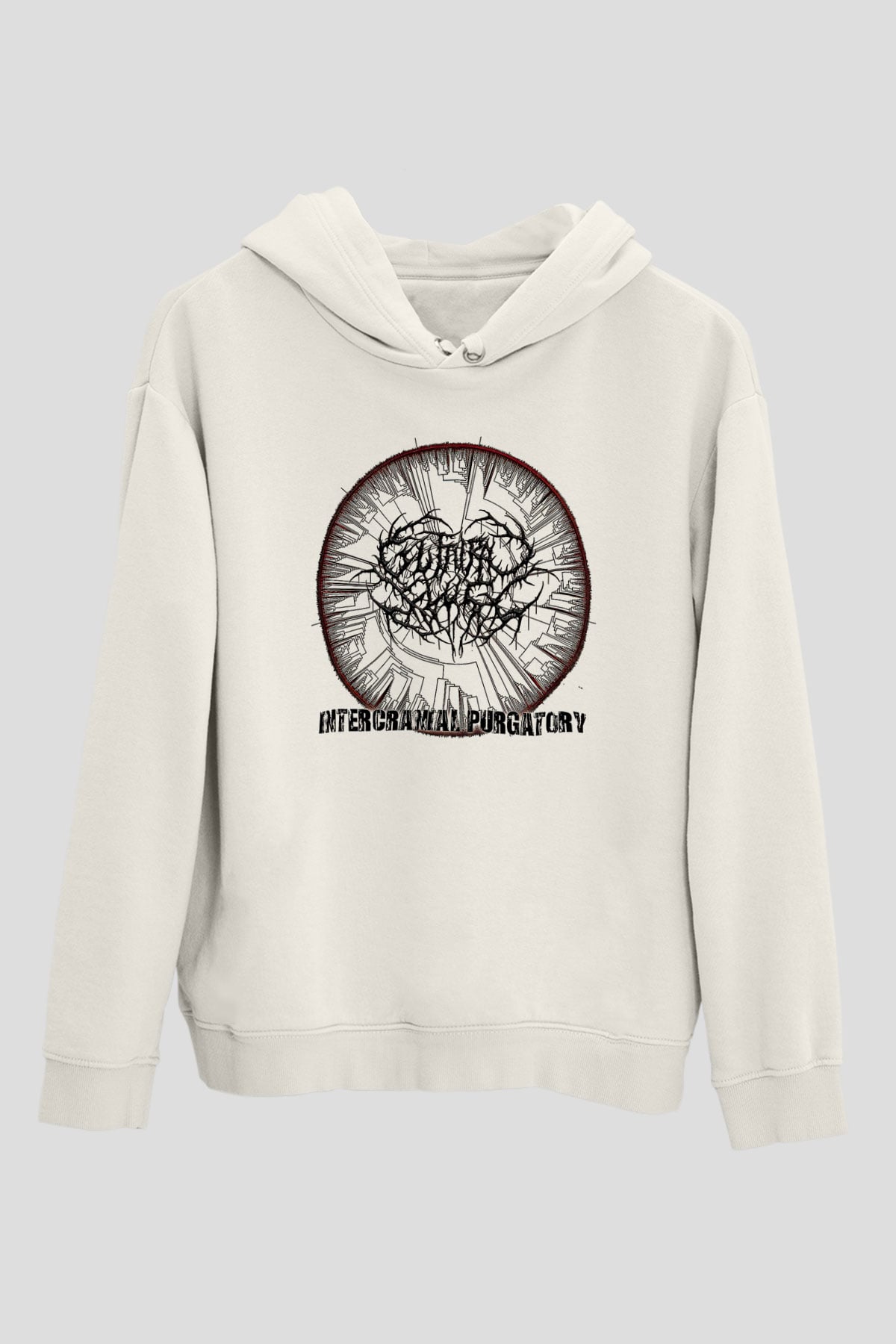 Guttural Slug Baskılı Beyaz Unisex Kapüşonlu Sweatshirt