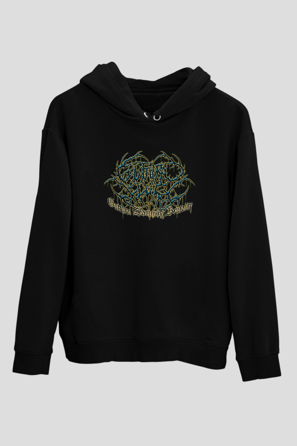 Guttural Slug Baskılı Unisex Siyah Kapüşonlu Sweatshirt