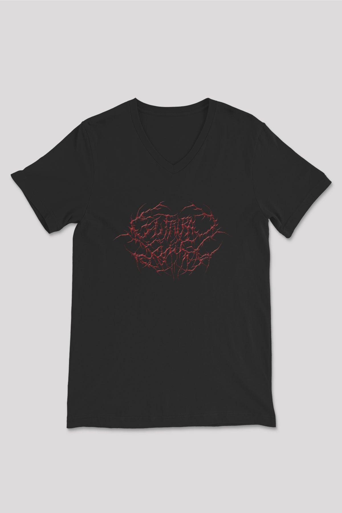 Guttural Slug Baskılı Unisex Siyah V Yaka Tişört - Tshirt