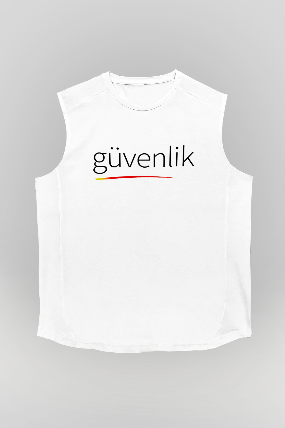Güvenlik Beyaz Unisex Kolsuz Tişört