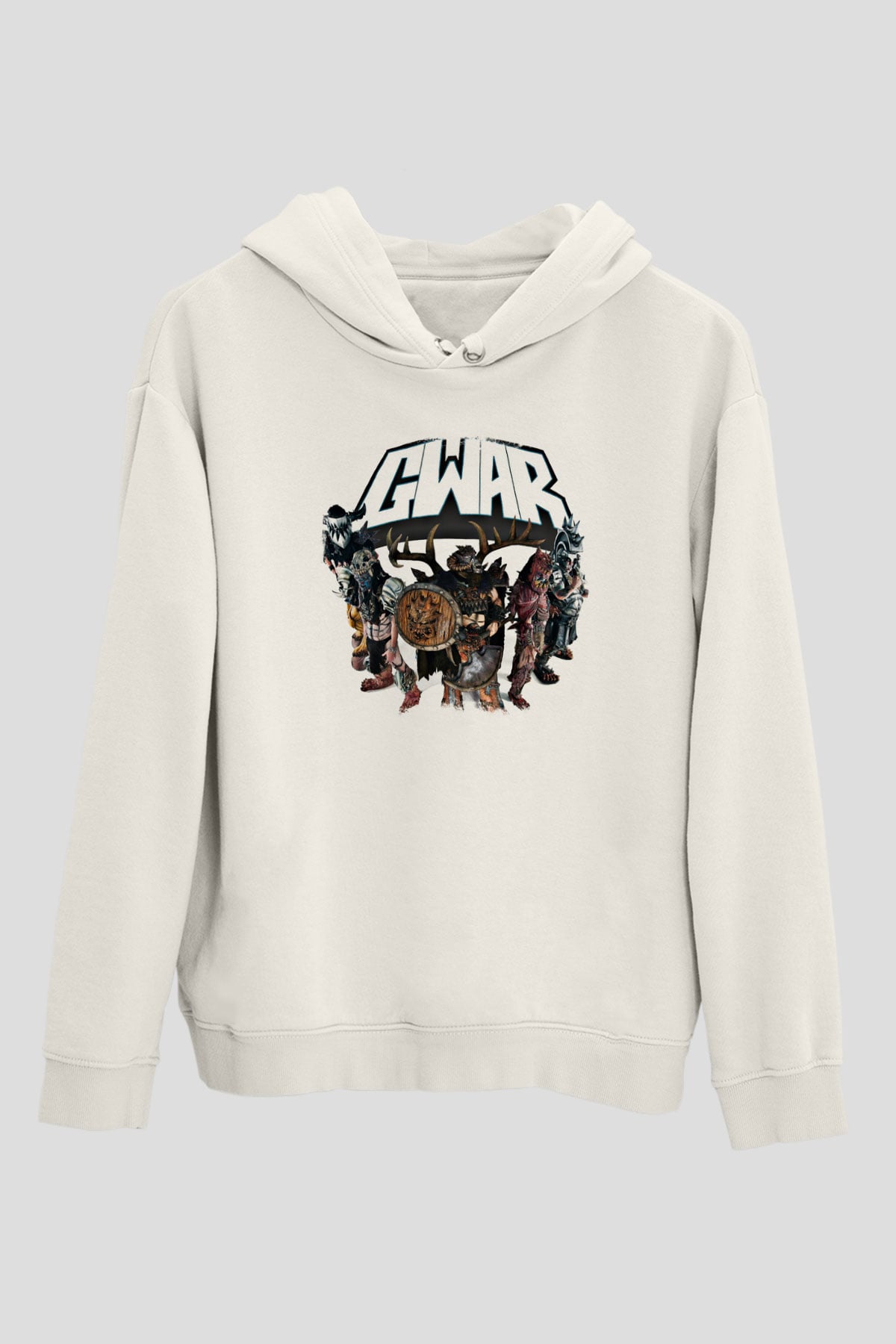 Gwar Baskılı Unisex Beyaz Hoodie