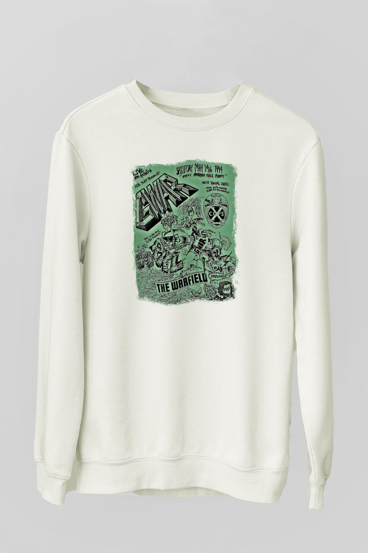 Gwar Baskılı Unisex Beyaz Sweatshirt