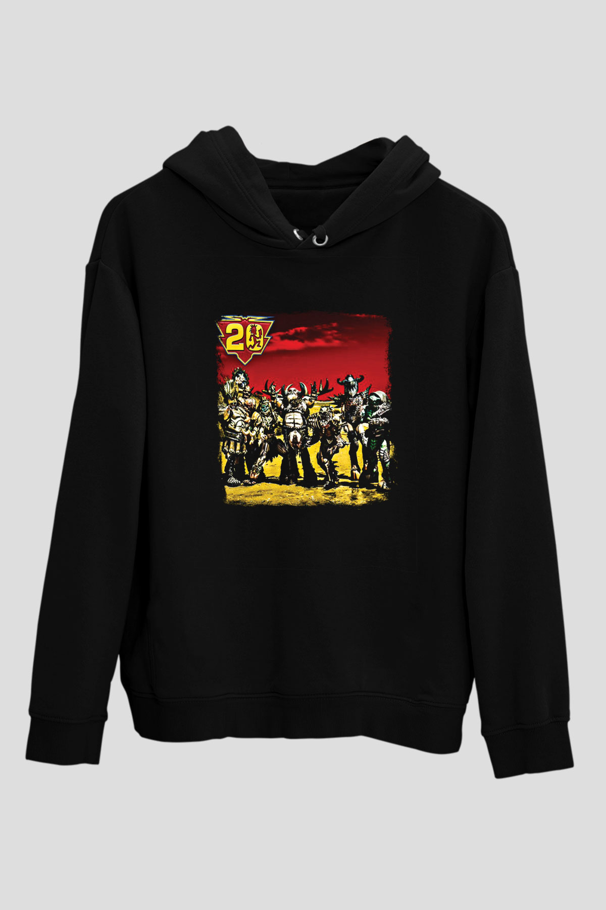Gwar Baskılı Unisex Siyah Hoodie