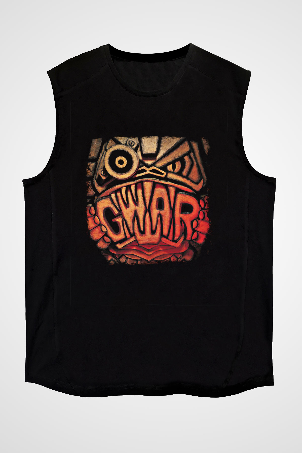 Gwar Baskılı Unisex Siyah Kolsuz Tişört