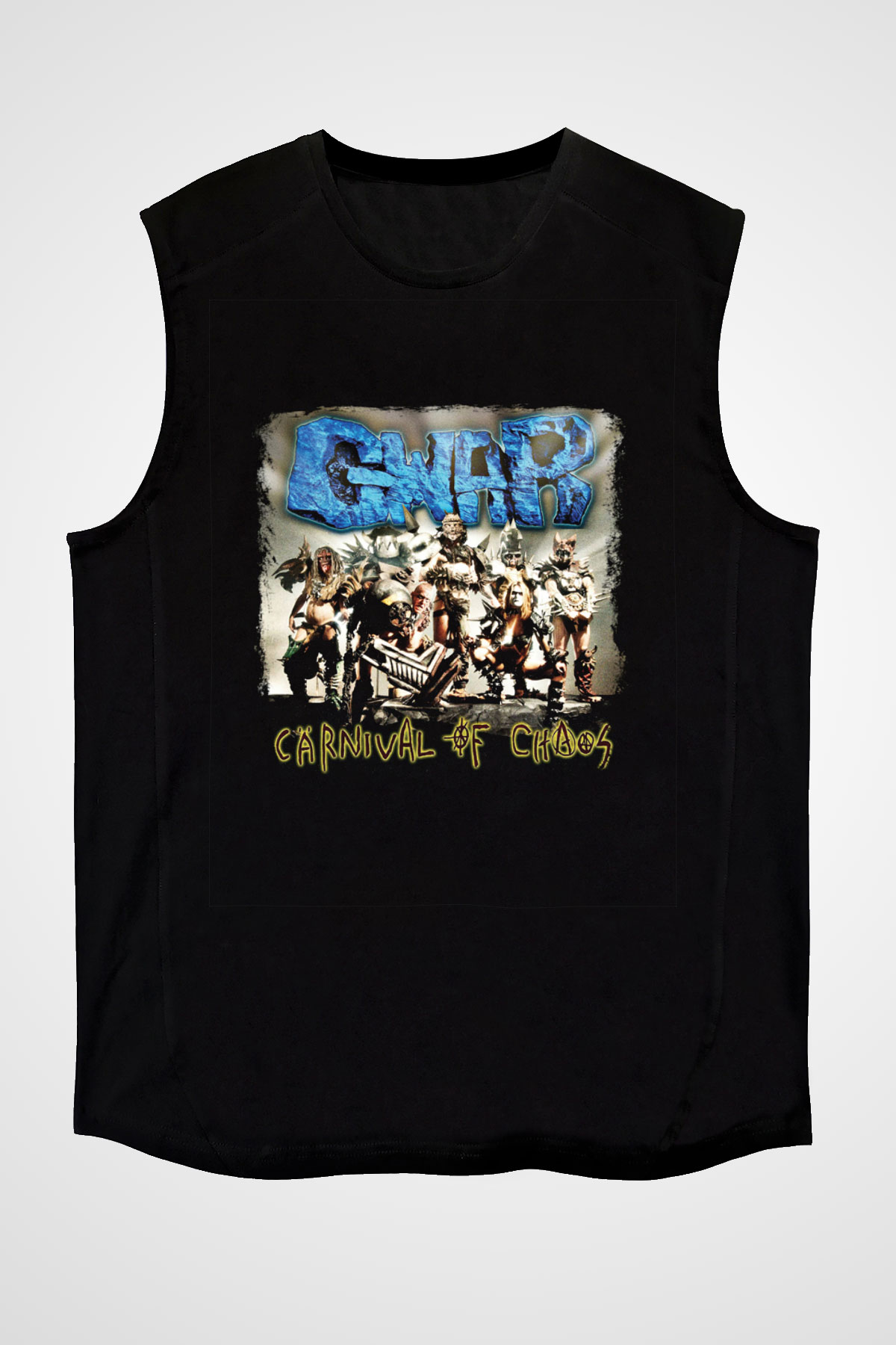 Gwar Baskılı Unisex Siyah Kolsuz Tişört
